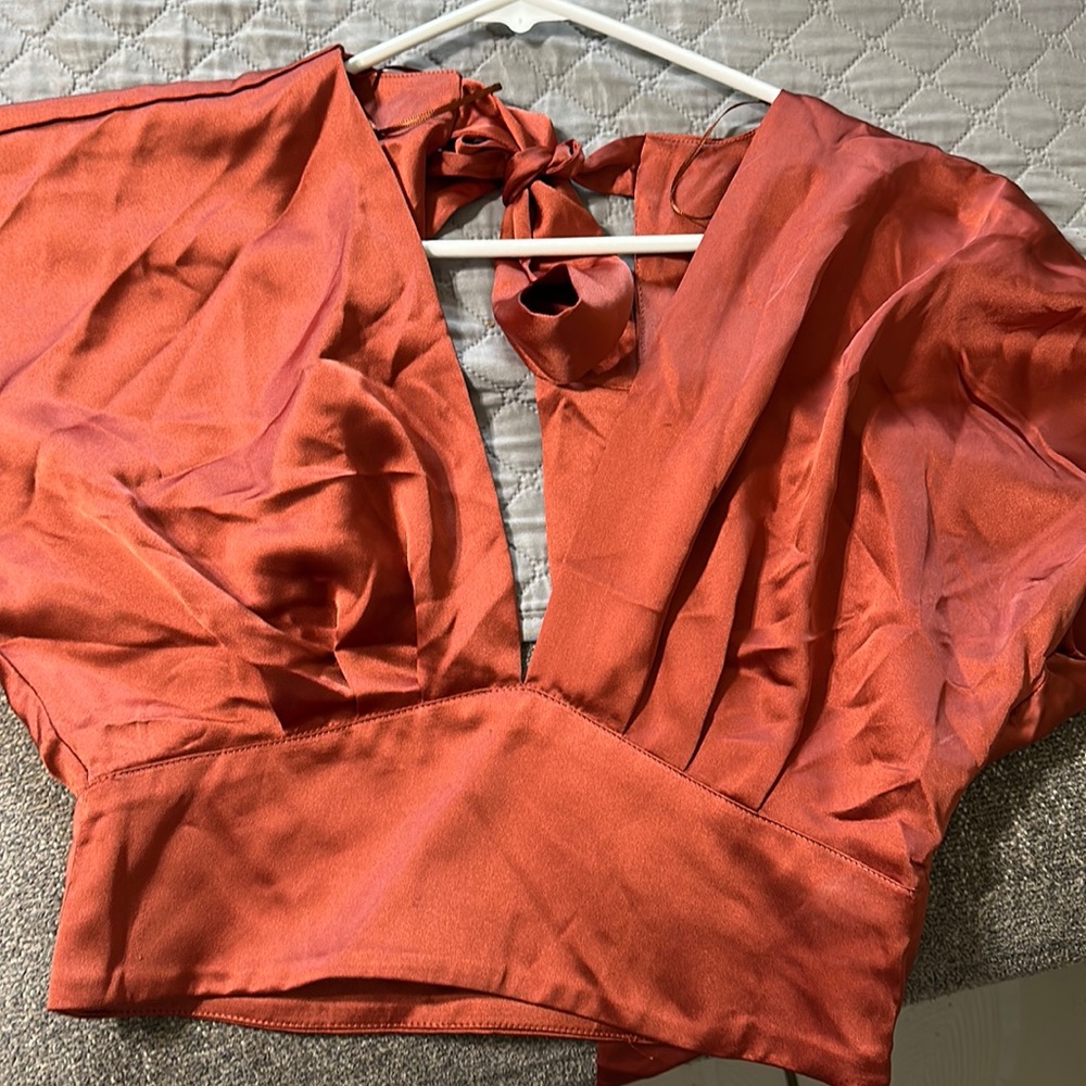 Zara Burnt Orange Silk Top
